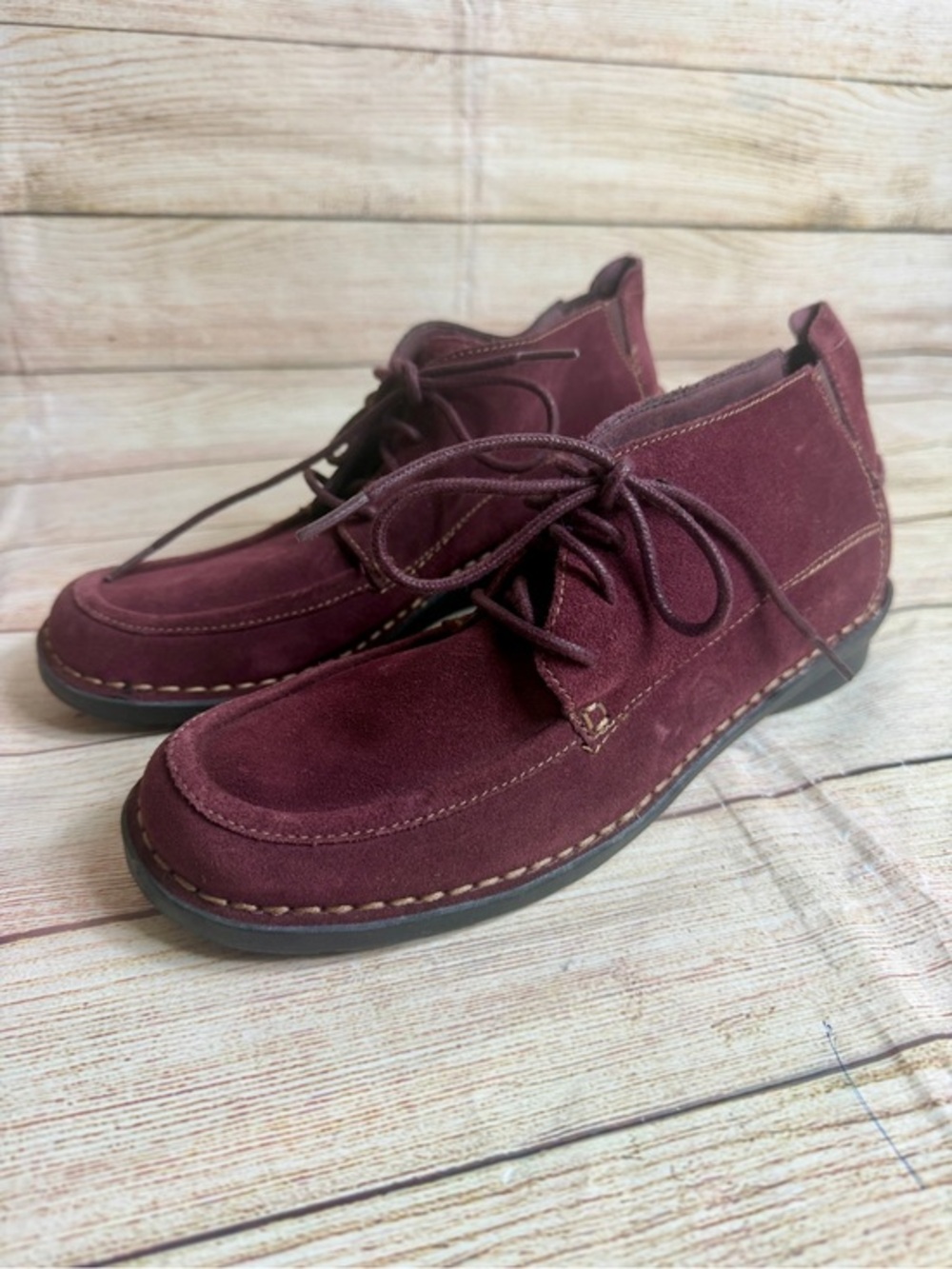 Clarks Nikki Class ankle boots purple/burgundy suede leather. 9.5